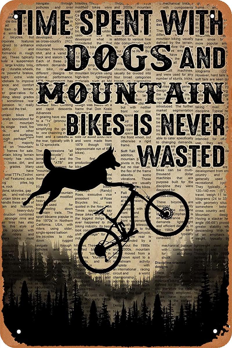 Metal Vintage Tin Sign Decor T - огляд і ціна Mountain Biking With Dog