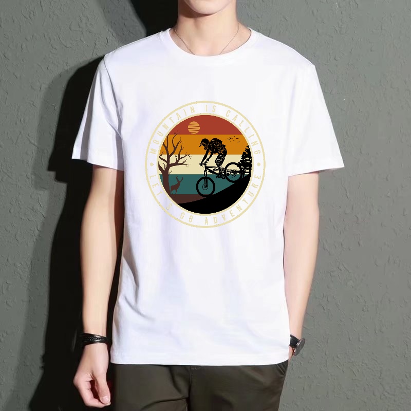 Men's Black Round-Neck Short-S - огляд і ціна Mountain Biking Cartoon
