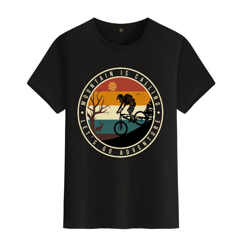 Men's Black Round-Neck Short-S - огляд і ціна Mountain Biking Cartoon