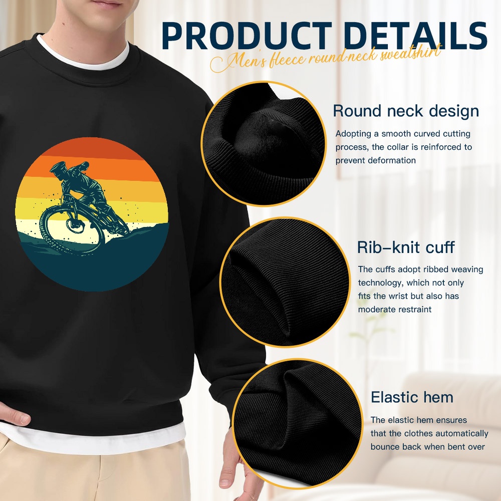 Men's Black Crew Neck Sweatshi - огляд і ціна Mountain Biking Cartoon